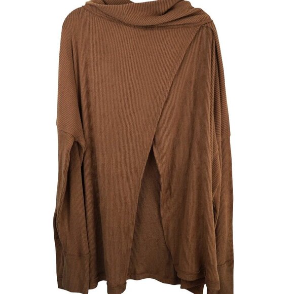 We The‎ Free Womens Ribbed Brown Cowl Neck Long Sleeve Sweater Size XL - Picture 9 of 9